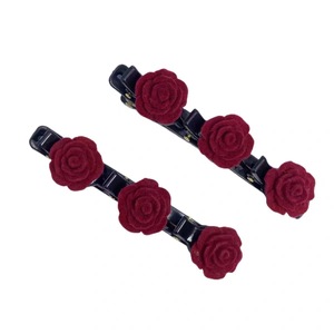 Pinza para flequillo de alta gama, retro, con flores rojas flocadas, para cabello suelto, accesorios para el cabello, rojo de Año Nuevo, para la parte trasera de la cabeza - Product Image 2