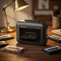 Lecteur et enregistreur de cassettes portable de style rétro, son stéréo, alimenté par piles, mini lecteur de cassettes vintage