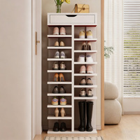Meubles à chaussures modernes en aggloméré de bois avec compartiment de rangement supérieur, organisateur de rangement blanc pour chaussures pour entrée
