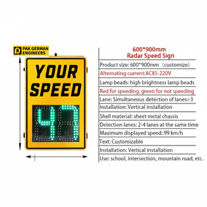 Letrero de Tráfico LED |   Monitor de Velocidad de Vehículos por Radar - Product Image 1