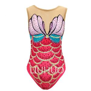 Juego de natación <span class=keywords><strong>sincronizada</strong></span> para niñas Rojas Medias de gimnasia atlética de cristal con ropa de rendimiento para <span class=keywords><strong>entrenamiento</strong></span> - Product Image 1