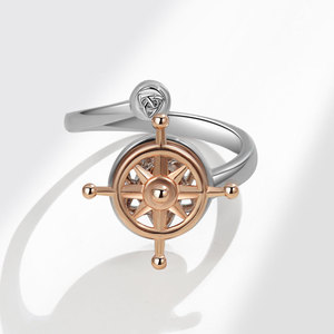 Anillo Giratorio con Piedras Preciosas, Sin Deslustre, Ecológico, Chapado en Oro sobre Cobre, con Diseño de Brújula, Joyería Masculina para Compromiso, Venta al por Mayor, Personalizado - Product Image 4