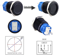 Interrupteur à bouton-poussoir verrouillable en acier inoxydable 19 mm 12V 24V 5A SPDT 1NO1NC étanche avec indicateur LED et prise de câble métallique