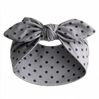 Bandeau à pois pour femme, large, avec oreilles de lapin, 5 couleurs : bleu marine, noir, moutarde, blanc, gris, accessoires rétro quotidiens