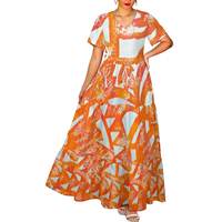 Robe longue décontractée et élégante pour femme, col en V profond, motif tribal polynésien tie-dye, style mode jeune et décontractée