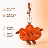 Porte-clés mignon en forme de feuille d'érable, peluche personnalisée, jouet en peluche pour bébé, vente en gros, jouet en peluche doux pour enfants, jouet en peluche personnalisé