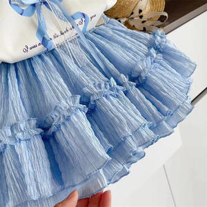 Nuovo Set estivo da ragazza alla moda con fiocco e maniche a mosca t-shirt Set due pezzi <span class=keywords><strong>abbigliamento</strong></span> per neonati - Product Image 6