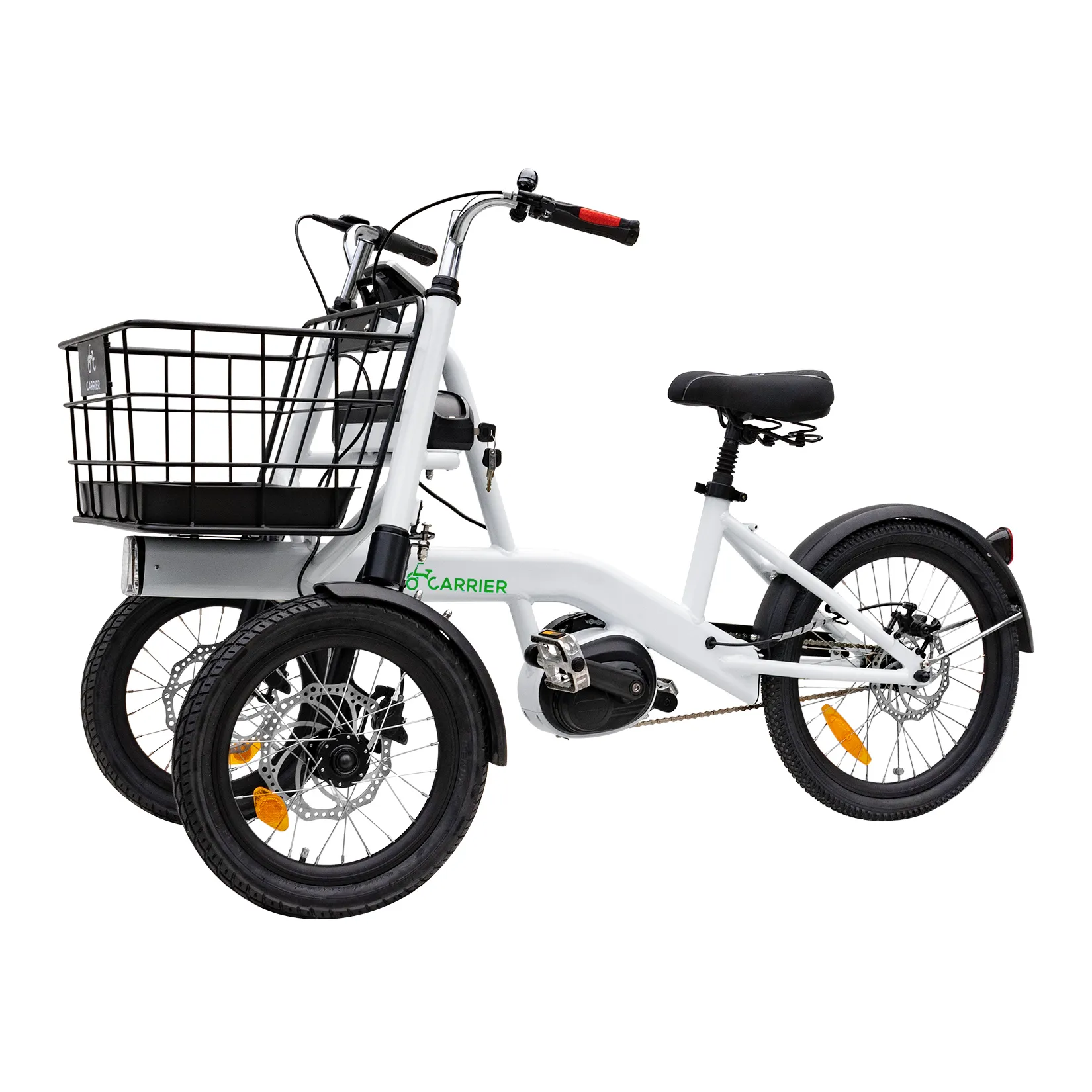 Large Capacity 10.4Ah Electric Hybrid Tricycle Front 250W 3 Wheel Electric Cargo 16/20" Tourism E Trike