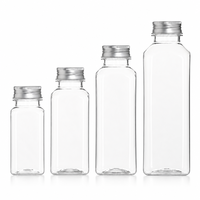 Vente en gros de bouteilles carrées biodégradables PLA de 500 ml, qualité alimentaire, avec bouchon en aluminium, conteneur écologique pour l'emballage de sodas, de jus et de boissons