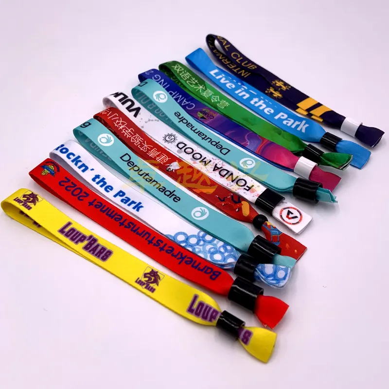 Custom Polyester Stof Geweven Polsband Polsband Voor Festival Evenement Stof Armbanden