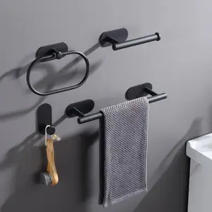 Matte Black Bathroom Accessories Bath Accessories Set Towel Racks For Bathroom Towel Holder Black Bathroom Hardware Set