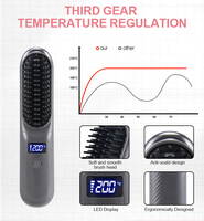 Brosse lissante sans fil personnalisable, peigne chauffant en céramique PTC portable, mini lisseur de voyage