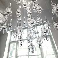 Lampe suspendue spacieuse, lampes modernes sur mesure, lustre LED luxueux avec suspension en verre pour salon