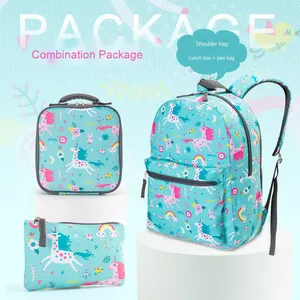 Einhorn bedrucktes Schult aschen set mit Lunch-Tasche New Oxford Multifunktion aler Grundschul rucksack Dreiteilige Kinder schult asche - Product Image 6