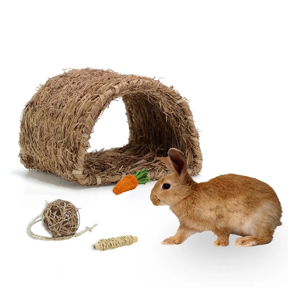Thú Cưng Nhỏ Guinea Pig Gerbil Thỏ Hutches Bunny Dệt Grass Nest Nhà Cỏ Mat Giường Môi Trường Sống Nhai Đồ Chơi Hamster Đường Hầm Giường