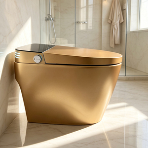 WC intelligent en céramique moderne GUIXIN, design de luxe, plaqué or, certifié CE, avec chasse d'eau automatique et lumière LED nocturne - Product Image 3