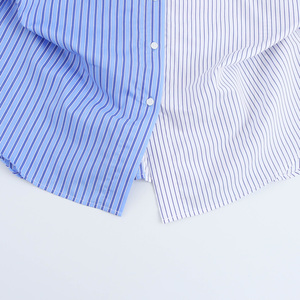 Camicetta Casual da Donna con Design Patchwork, Stampa <span class=keywords><strong>a</strong></span> <span class=keywords><strong>Righe</strong></span> <span class=keywords><strong>Blu</strong></span> <span class=keywords><strong>e</strong></span> <span class=keywords><strong>Bianca</strong></span>, Maniche Lunghe <span class=keywords><strong>e</strong></span> Bottoni - Product Image 4