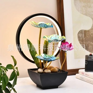 น้ำพุตั้งโต๊ะรูปดอกบัว สูง 31 ซม. พร้อมไฟแบ็คไลท์ ของตกแต่งสำนักงาน - Product Image 4
