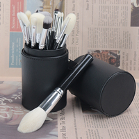 15-teiliges Professionelles Make-up Pinsel Set mit Halter, Woll- und Synthetikfasern, Kosmetikpinsel mit Aluminiumzwinge und Holzgriff