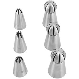 6-Piece Stainless Steel Piping Tip Set Russian Spherical Cake Decorating Tool Reusable Butter Piping Tips Baking Supplies - Product Image 3