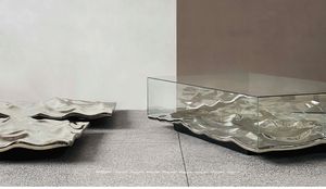 Moderno creativo minimalista in acciaio inox Base salotto <span class=keywords><strong>acqua</strong></span> Ripple tavolo da caffè in <span class=keywords><strong>vetro</strong></span> quadrato trasparente - Product Image 6