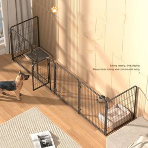 قفص حيوانات أليفة معدني حديث صغير قابل للتركيب بنفسك مع باب، شبكة متينة وقابلة للتنفس للكلاب والقطط - حظيرة حيوانات أليفة محمولة - Product Image 1
