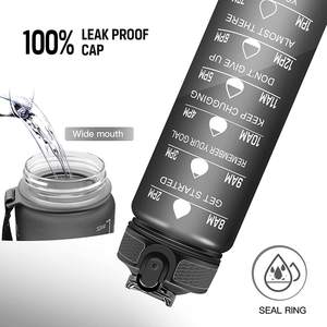 1.32 OZ BPA 무료 동기 부여 업스타일 피트니스 물병 1L 플립 탑 뚜껑 리필 스포츠 병 시간 마커와 아이들을위한 - Product Image 5