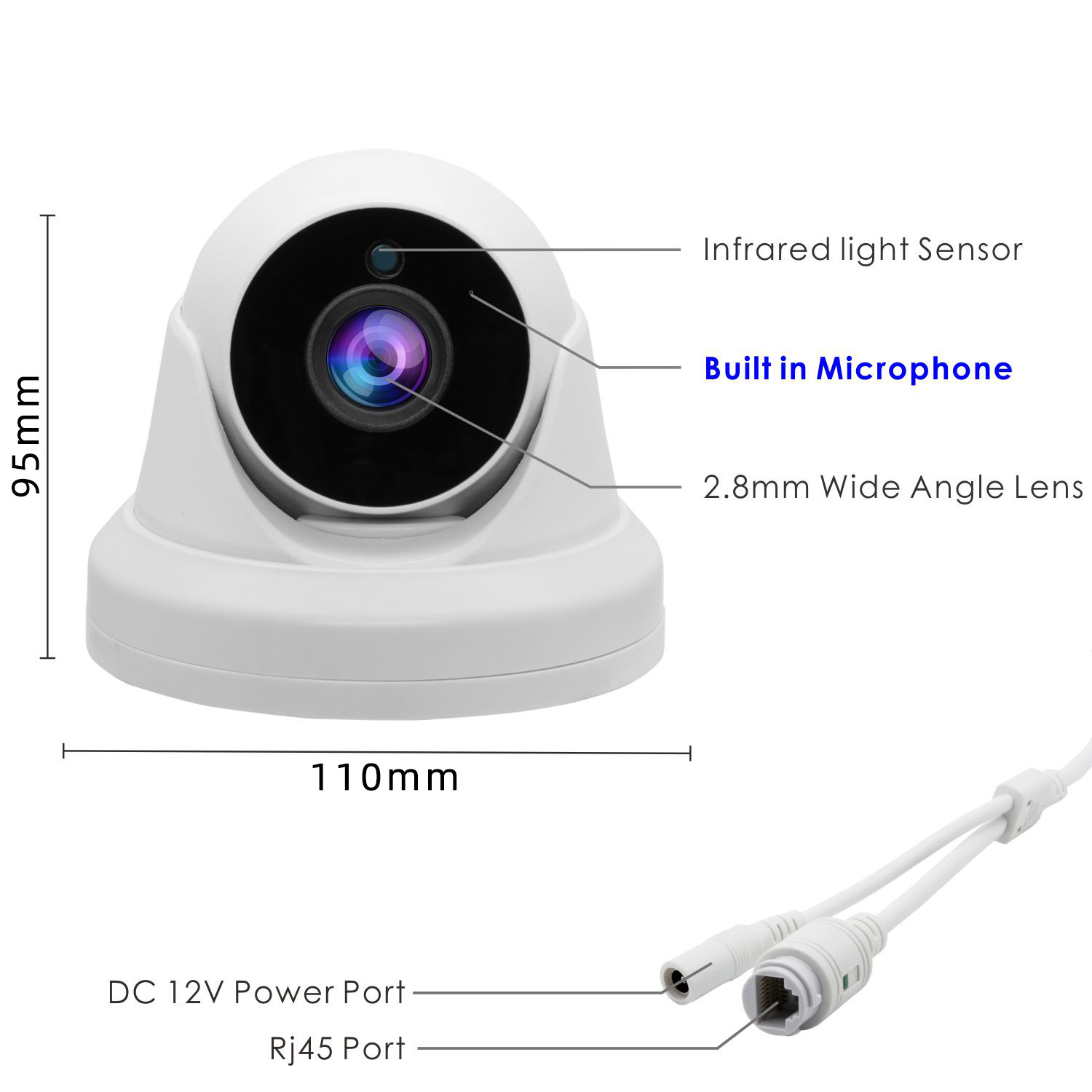 4K 8MP Hik Compatible Dome Security Camera IR Infrared Night Vision with Audio Wide Angle Lens Wired Network Camera · image 2
