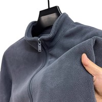 Blouson Bomber Homme en Polaire Polyester Double Face Couleur Unie Imprimé Décoloré Col Montant Chaud et Décontracté pour l'Hiver