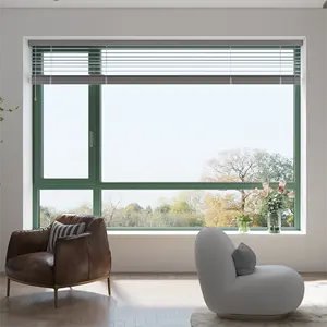 热卖定制铝包木窗设计隔音木材和铝曲柄开窗