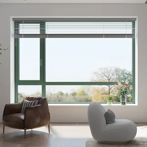 Gran oferta, diseño de ventana de madera revestido de aluminio personalizado, madera a prueba de sonido y manivela de aluminio, ventanas abatibles abiertas