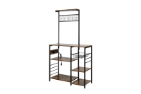 Porte-manteau vintage banc à chaussures, étagère de rangement pour entrée d'arbre de hall, cadre métallique de meubles d'accent d'aspect bois, conception 3 en 1, Easy Asse