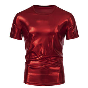 Mens <strong>70s</strong> Metallic <strong>Shirts</strong> Short Sleeve Gold <strong>T</strong>-<strong>shirt</strong> Disco Party Club Tee Tops - Product Image 5