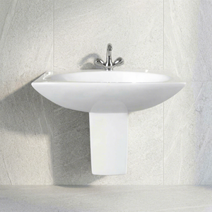 Vistaar Capri White Ceramic Square Half Pedestal Wash Basin Sink Stand For Villa India Export Design - Product Image 6