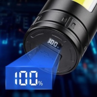 Lampe torche zoomable à double source lumineuse, rechargeable par USB, 6 modes d'éclairage, lumière latérale COB, torche LED en alliage d'aluminium, camping, IP44
