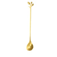 Cuillère en acier inoxydable en forme de feuille, cuillère à mélanger créative en forme de branche pour café, miel, dessert, agitateur en verre, cadeau
