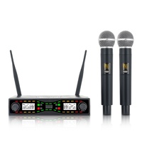 Système de microphones sans fil UHF double avec récepteur à écran pour karaoké, scène, mariage, fabrication artisanale