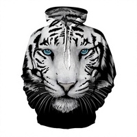 Veste de sport à capuche tissée imprimée 3D Animal King Tiger 100% polyester infroissable respirante séchage rapide pour hommes et femmes automne