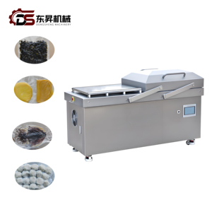 Machine d'emballage sous vide alimentaire semi-automatique à double chambre à compression électrique, composants PLC en acier inoxydable 304 - Product Image 1