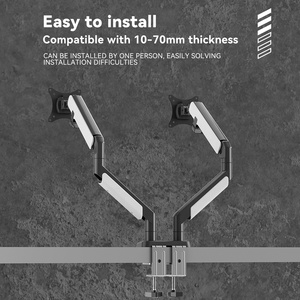 Support de moniteur incurvé 2026 blanc réglable avec <span class=keywords><strong>bras</strong></span> de fixation noir <span class=keywords><strong>pour</strong></span> double écran d'ordinateur de bureau - Product Image 6