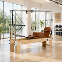 Lit de Reformer Cadillac Portable Multifonctionnel en Bois de Chêne pour Entraînement de Remodelage Corporel, Équipement de Yoga et Pilates pour Studio et Domicile