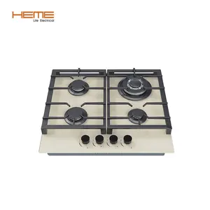 Gas Hob China Manufacturer Major Kitchen Appliances Beige Glass 4 Burner Estufa De Gas