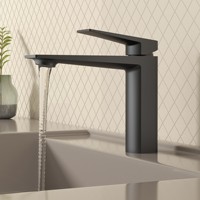 Robinet de salle de bain moderne en laiton couleur canon de fusil, à capteur tactile, à monter sur plan, monotrou, finition polie, poignée unique, cartouche céramique 5