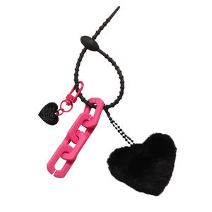 Nouvelle peluche noir charbon elfe voiture porte-clés pendentif mignon alliage coeur accessoires étui pour écouteurs décoration - Product Image 5