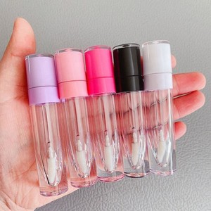 Tube de brillant à lèvres rond en plastique de 7 ml, avec applicateur, couleurs <span class=keywords><strong>rose</strong></span> fuchsia, violet, blanc, noir – En stock, vente chaude - Product Image 3