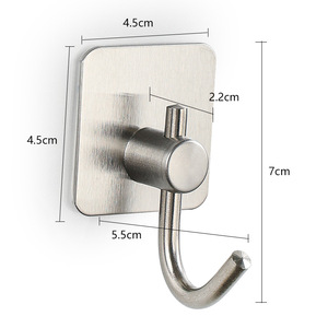 Robust Eco-Friendly Multifunction Stainless Steel Coat Hook Wall-mounted Rustproof Strong Sticky Robe Hook Hanger for Bathroom - Product Image 1