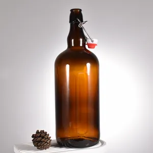 Wholesale of 25oz Amber Cold brew glass bottles 750ml Airtight lid custom logo for Fridge