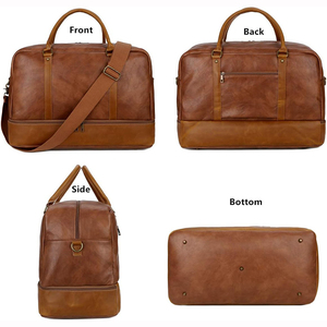 चमड़े यात्रा बैग के साथ जूता पाउच Weekender रातोंरात बैग निविड़ अंधकार चमड़े बड़े बैग पर ले जाने के लिए - Product Image 2