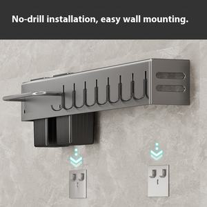 Le fabricant fournit des étagères murales en métal pour la <span class=keywords><strong>cuisine</strong></span> et des porte-couteaux pour les outils de nettoyage <span class=keywords><strong>sans</strong></span> <span class=keywords><strong>percer</strong></span> de trous. - Product Image 3