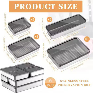 Recipientes de Almacenamiento de Alimentos de Acero Inoxidable 304, Rectangulares, con Tapa de Clip, Aptos para Microondas, Cajas para Preparación de Comidas, para Viajes y Uso en Refrigerador - Product Image 5